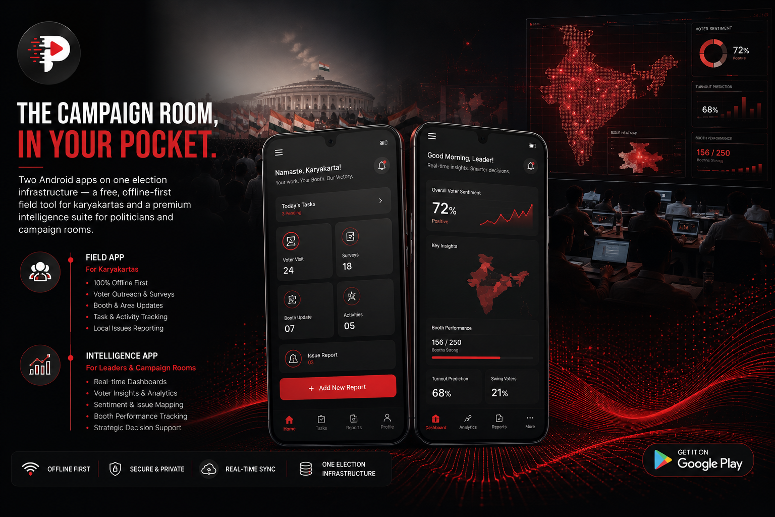 The campaign room, in your pocket — Pollistics Android apps